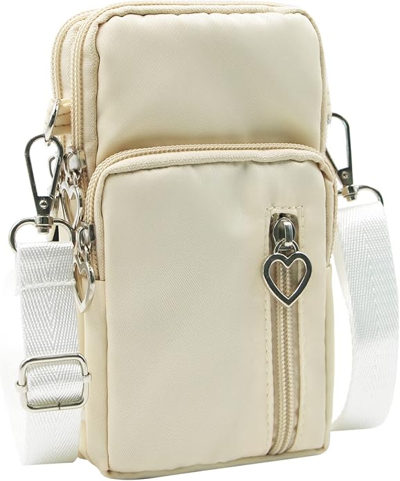 JUMISEE 3-Layers Crossbody Bag Cellphone Pouch Armband Wallet Nylon Smartphone Purse