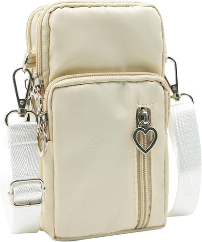 JUMISEE 3-Layers Crossbody Bag Cellphone Pouch Armband Wallet Nylon Smartphone Purse
