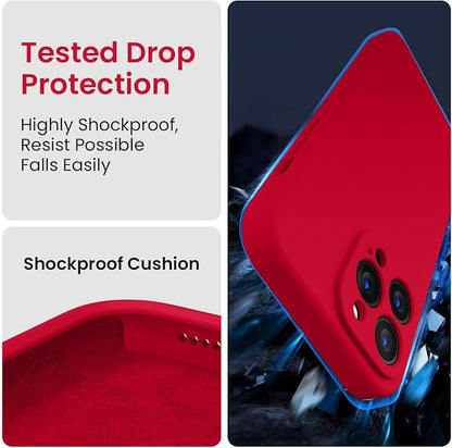 FireNova Designed for iPhone 14 Pro Max Case, Silicone Upgraded [Camera Protection] Case, Soft Anti-Scratch Microfiber Lining Inside, 6.7 inch, Deep Red
