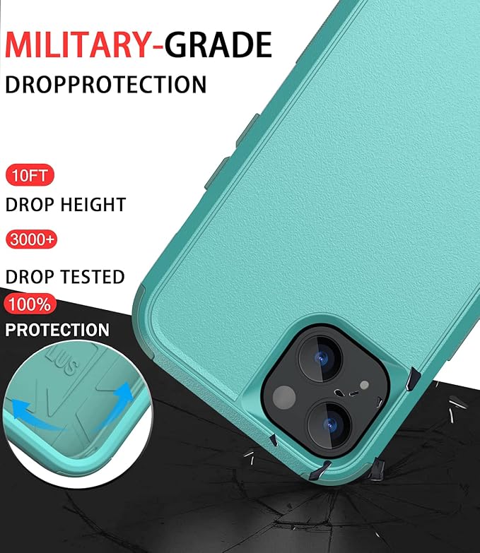 Diverbox for iPhone 13 Case [Shockproof] [Dropproof] [Dust-Proof],Heavy Duty Protection Phone Case Cover for Apple iPhone 13 (Teal)