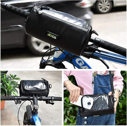 Oranlife Bike Handlebar Bag, Waterproof Phone Cycling Mount Front Bags, Bicycle Storage Bag with Removable Shoulder Strap, 6 inch Transparent Pouch, Best Gift