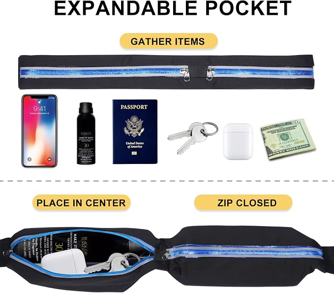 Running Belt Fanny Packs for women and men,Belt Bag for Hiking Cycling Workout,Reflective Fanny Packs for Men Runners Belt Compatible with iPhone13,12 pro,Travelling Money Phone Holder for Running