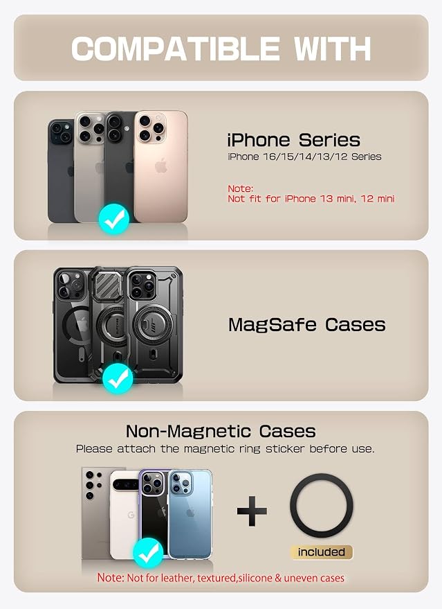 SUPCASE for MagSafe Wallet with Stand, Magnetic Wallet for Men Women, [Hold 6 Cards] [RFID Blocking] [Strong Magnetic Lock] Phone Stand Card Holder for iPhone 17/16/15/14/13/12 Series, Desert Storm