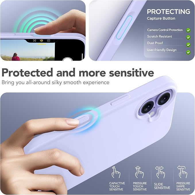 GONEZ Magnetic for iPhone 17 Case, Compatible with MagSafe, [Screen Protector + Camera Lens Protector], Liquid Silicone Anti-Scratch Shockproof Protective Phone Case 6.3 inch, Lilac