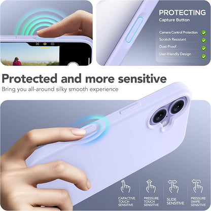 GONEZ Magnetic for iPhone 17 Case, Compatible with MagSafe, [Screen Protector + Camera Lens Protector], Liquid Silicone Anti-Scratch Shockproof Protective Phone Case 6.3 inch, Lilac