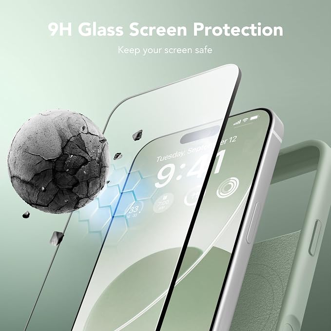 GONEZ Magnetic for iPhone 17 Pro Max Case, Compatible with MagSafe, [Screen Protector + Camera Lens Protector], Liquid Silicone Anti-Scratch Shockproof Protective Phone Case 6.9 inch, Light Green