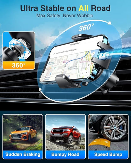 VANMASS [True Military-Grade] Car Phone Holder [Upgraded Suction & Clip] Cell Phone Mount for Dashboard Windshield Vent Truck Cradle Dash Stand for iPhone 16 Pro Max 15 14 13 12 Android, Purple