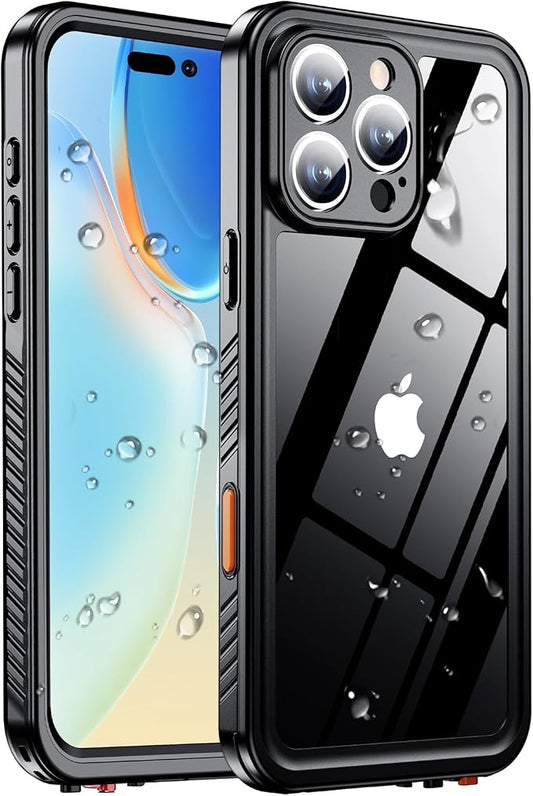 MOZOTER for iPhone 16 Pro Max Case Waterproof,[IPX8 Underwater Case][Full Body Shockproof & Military Dropproof] Clear Sound Quality Built-in Screen Protector for iPhone 16 Pro Max 6.9 inch-Black