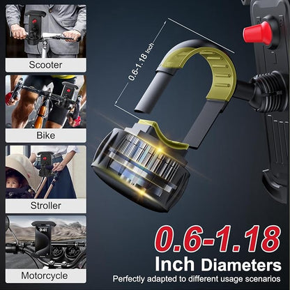 Bike Phone Holder, Motorcycle Mount,Motorcycle Phone Holder, Handlebar Cell Phone Clamp, Bicycle Scooter Phone Clip with Safe Lock, Bicycle Accessories, More 4.6" to 6.8" Smartphones