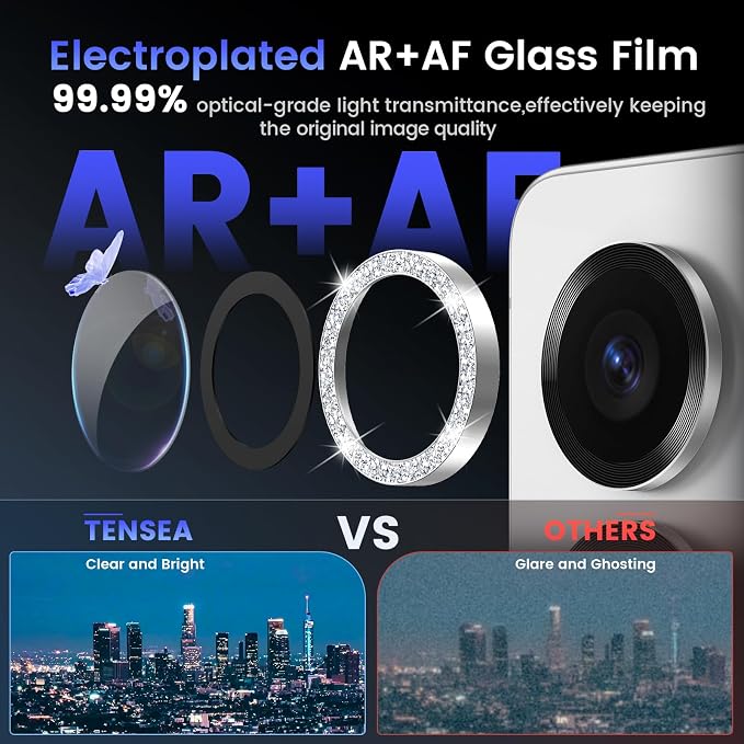 Tensea (3+2PCS Compatible with Samsung Galaxy S25 Ultra Camera Lens Protector, 9H Tempered Glass Camera Cover Screen Protector Metal Individual Ring [Installation Tray][Case Friendly]