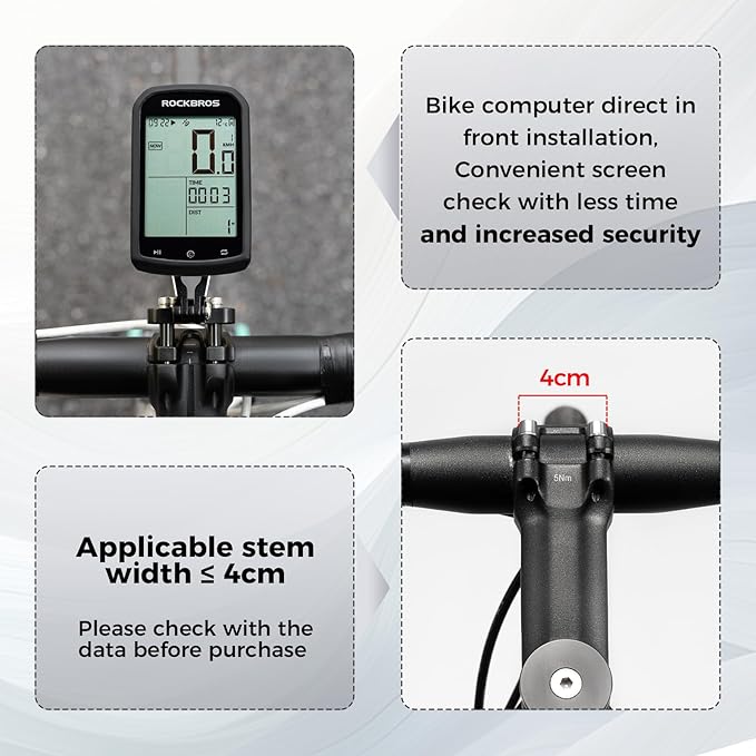 ROCKBROS Bike Computer Mount Out-Front Aluminum Integrated Bicycle Cycling Computer Mount Compatible with Garmin, Bryton, Go Pro