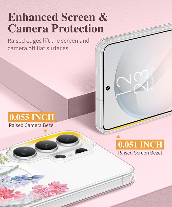 GVIEWIN for Samsung Galaxy S26 Ultra Case Compatible with MagSafe, Clear Floral Shockproof Protective Women Phone Case, Non-Yellowing, Screen&Camera Lens Protector for S26 Ultra 6.9",Botanica/Colorful