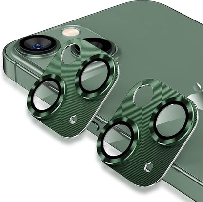Korecase [2 Pack] Designed for iPhone 13 / iPhone 13 Mini Camera Lens Protector Tempered Glass Camera Cover, 3D 9H Hardness Aluminum Metal Lens Film,Strong Stickiness Case Friendly - Alpine Green