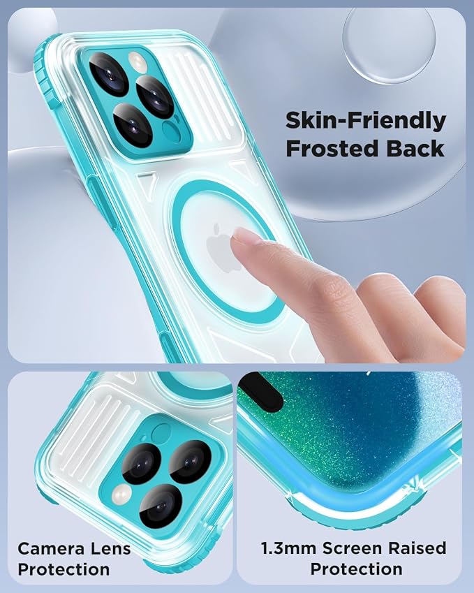 for iPhone 16 Pro Waterproof Case with Magsafe, Built-in [Camera & Screen Protector] [Lanyard], IP68 Water Proof Full Body Dustproof Heavy Duty Frosted Protective Phone Cover, 6.3" Teal