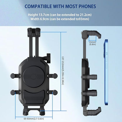 Universal Motorcycle Phone Holder, 8-Claw Heavy Duty Thick Phone Handlebar Mount for Electric Scooter/Bike/ATV, Compatible with iPhone 15/14/13 Pro Max, Samsung Galaxy S23/S22 Ultra, Gopro Camera