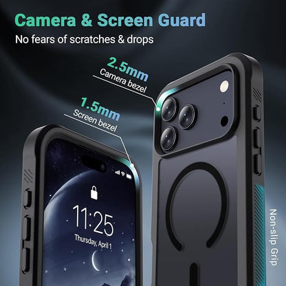 jaroco Magnetic for iPhone 17 Pro Case, [Compatible with MagSafe][Military Grade Drop Protection][Heavy Duty Protection][Non-Slip][Shockproof] 2-Layer Durable Bumper Phone Casee 6.3''-Black
