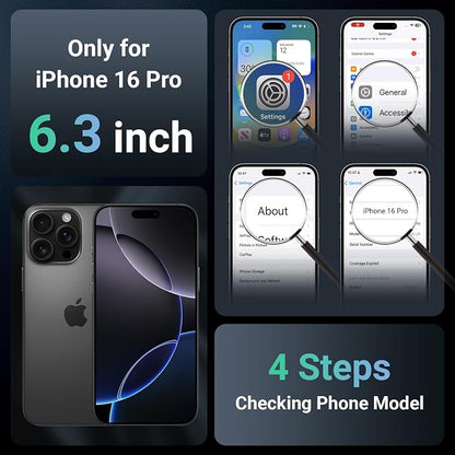 jaroco Magnetic for iPhone 16 Pro Case, [Compatible with MagSafe][Military Grade Drop Protection][Heavy Duty Protection][Non-Slip][Shockproof] 2-Layer Durable Bumper Phone Case 6.3''-Black