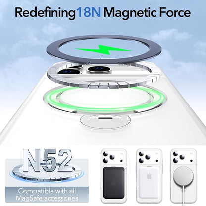 Anqrp 360° All-in-ONE Stand Case for iPhone 17 Pro Case with Rotatable Magnetic Kickstand Ring Holder, Compatible with Mag-Safe, MIL-Grade Shockproof iPhone 17 Pro Phone Case Cover, Mist Matte Clear