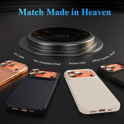YWXTW Camera Lens Protector for iPhone 17 Pro/iPhone 17 Pro Max, [1 Step Installation Tray] Tempered Glass Screen Protector Metal Individual Camera Cover Accessories Case Friendly (Glitter Orange)