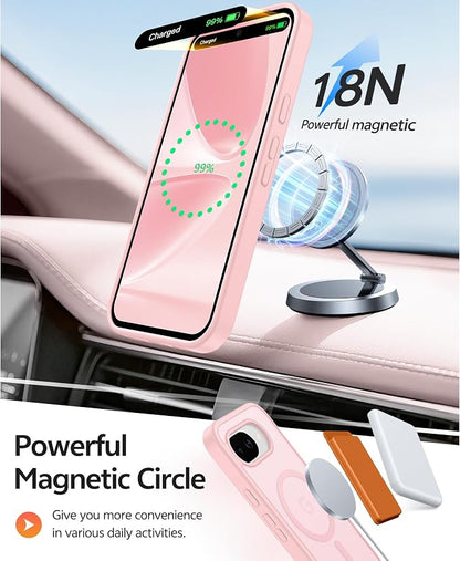 FNTCASE for Google Pixel 10a Case: [Compatible with Magsafe] Translucent Matte Cases with [Screen Protector] Military Grade Shockproof Protective Magnetic Phone Cover for Pixel 10A - Light Pink