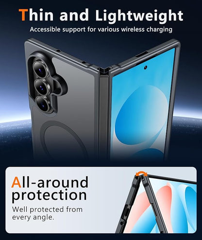 FNTCASE for Samsung Galaxy Z Fold7 Case: [Fit for Magsafe] [Screen Protector] Magnetic Translucent Matte, Military Grade Drop Protection, Shockproof Protective for Fold 7 Phone Cover (Black 8.0 inch)