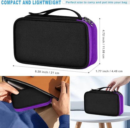 ZINMARK Portable Cable Organizer Case,Travel Pouch with Double-Layer Storage for Cables,Chargers,Earbuds & Phone,Black Purple– Small Size