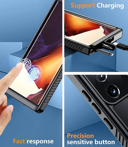 Temdan for Samsung Galaxy Note 20 Ultra Case Waterproof, [Military-Grade Drop Protection] [IP68 Underwater] Full Body Heavy Duty Rugged Shock-Proof Case for Note 20 Ultra 6.9''-Black