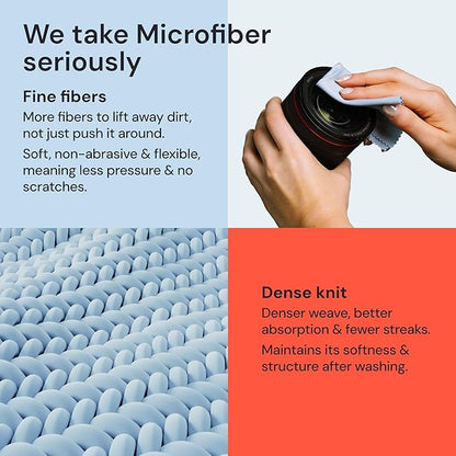 Elite Screens Microfiber Cleaning Cloth - 12" x 12", 4-Pack, Blue - Oversized Screen Cleaning Cloth - Streak-Free Glasses Wipes - Scratch-Resistant Lens Wipes for Eyeglasses