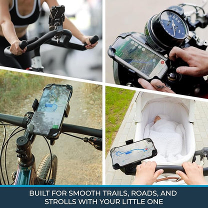 Roam Universal Cell Phone Holder Net Mount - Adjustable Up to 3.6" W x 7" L - 360° Rotation - Hands Free Navigation System for Motorcycle eBike Dirt Road Cruiser Scooter - Orange