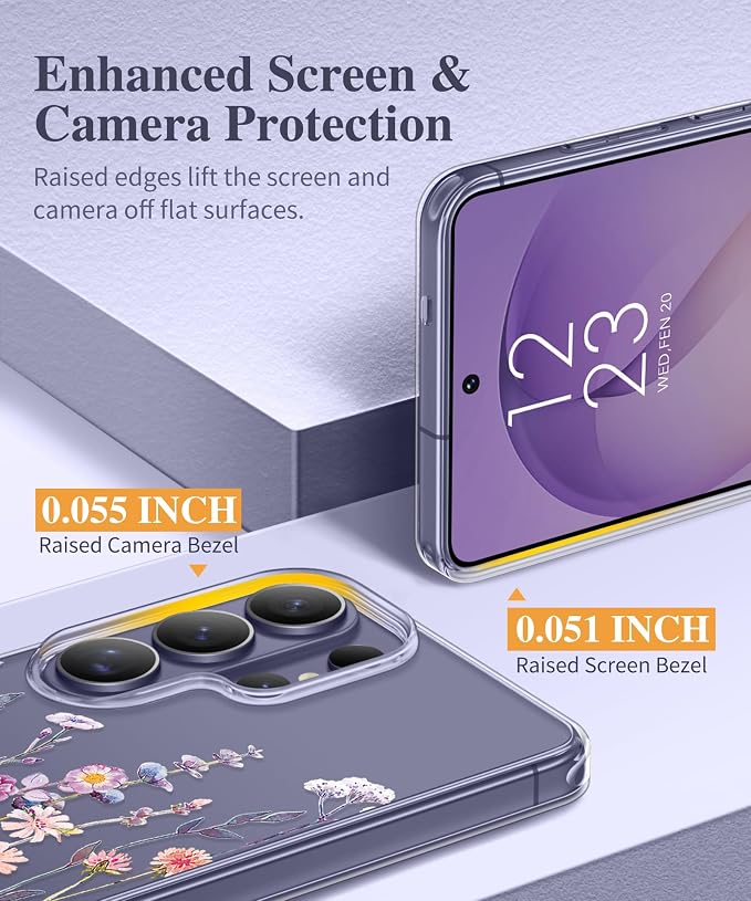 GVIEWIN for Samsung Galaxy S26 Ultra Case, Clear Floral Slim Shockproof Protective Women Phone Case, Non-Yellowing, with Screen Protector &Camera Lens Protector for S26 Ultra 6.9", Floratopia/Colorful