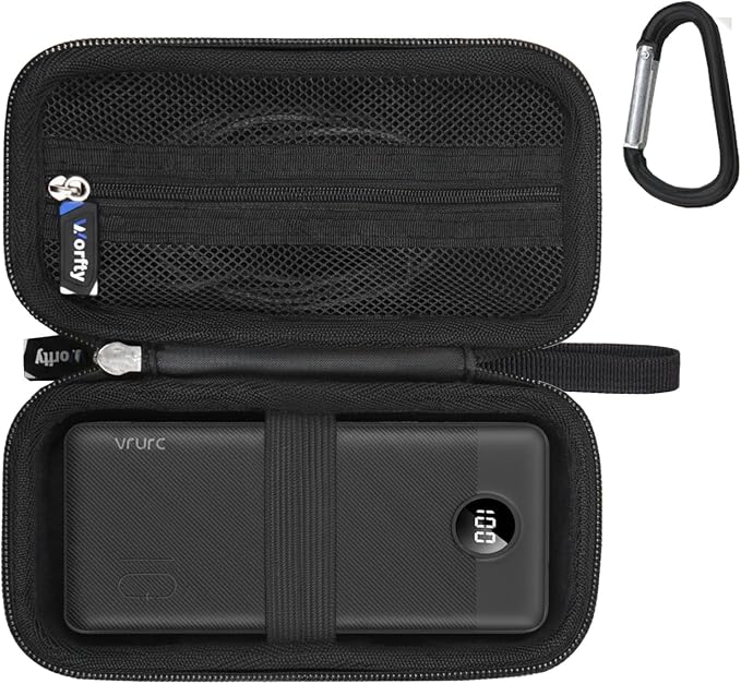 Case for VRURC for VEGER for charmast Portable Power Bank Built-in Cables - Travel Protective Carrying Storage Bag (Case Only) (Black)