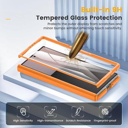 Caka Magnetic for Samsung Galaxy Z Fold 8 Ultra Case with Hinge Protection | Compatible with MagSafe, Built-in Outer Screen Protector, Hinge Guard, Translucent Matte Back, 360° Hybrid Drop Defense