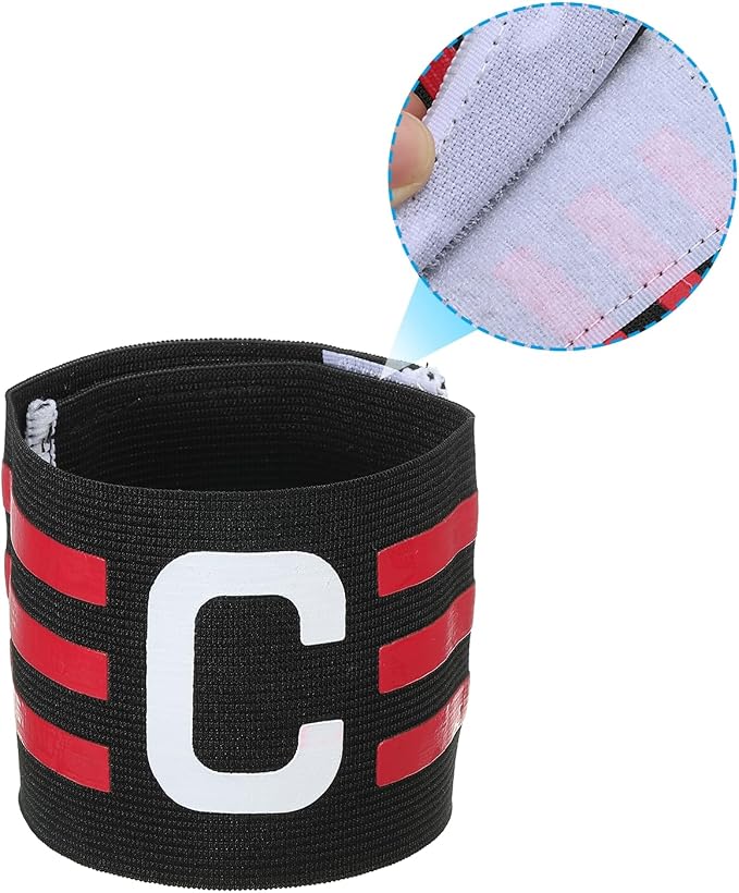 PATIKIL Captain Armband, 2 Pack Adjustable Elastic Soccer Captain's Arm Band for Outdoor Football Training Team, Black Rose Red