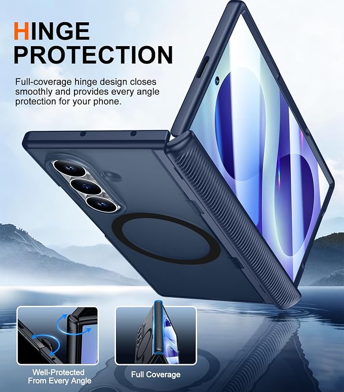 SPIDERCASE Magnetic for Samsung Galaxy Z Fold 8 Ultra Case, Blue | Built-in [Screen Protector] [Stable Kickstand] [Hinge Protection] [Compatible with Magsafe] Military Grade Protective Cover