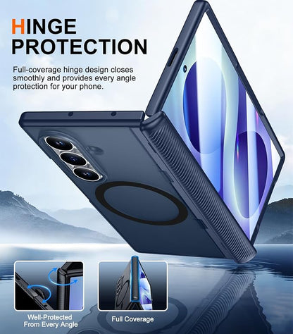 SPIDERCASE Magnetic for Samsung Galaxy Z Fold 8 Ultra Case, Blue | Built-in [Screen Protector] [Stable Kickstand] [Hinge Protection] [Compatible with Magsafe] Military Grade Protective Cover
