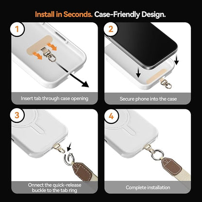 Phone Lanyard Crossbody for Women, Clip and Go Adjustable Phone Strap Crossbody with Detachable Pouch for Daily Carry, Beige