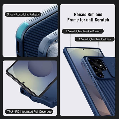Nillkin for Samsung Galaxy S25 Ultra Case with Camera Cover, [Lens Protection] Mil-Grade Shockproof Protective Bumper Hard Cover Slim Phone Case for Galaxy S25 Ultra Cases 6.9'' Blue