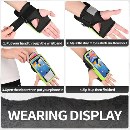 Wrist Phone Holder for Running, Forearm Armbands, Running Armband with Card Slot for iPhone Pro Max Plus (16/15/14/13/12/11/X/XR), for Galaxy S24/S10, Wristband Up to 7.0'' Phone
