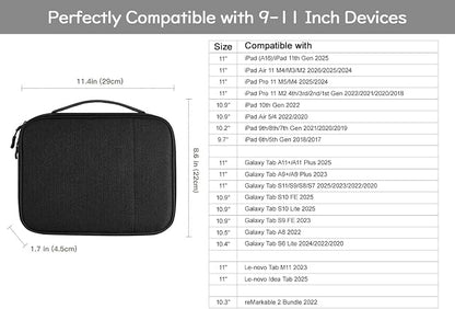 Dadanism Electronics Travel Organizer Case, Double Layers Cord Organizer | Travel All-in-One Storage Bag for Cable, Cord, iPad, Chargers, fits 9-11'' Tablets, Portable Tech Accessories Bag, Black