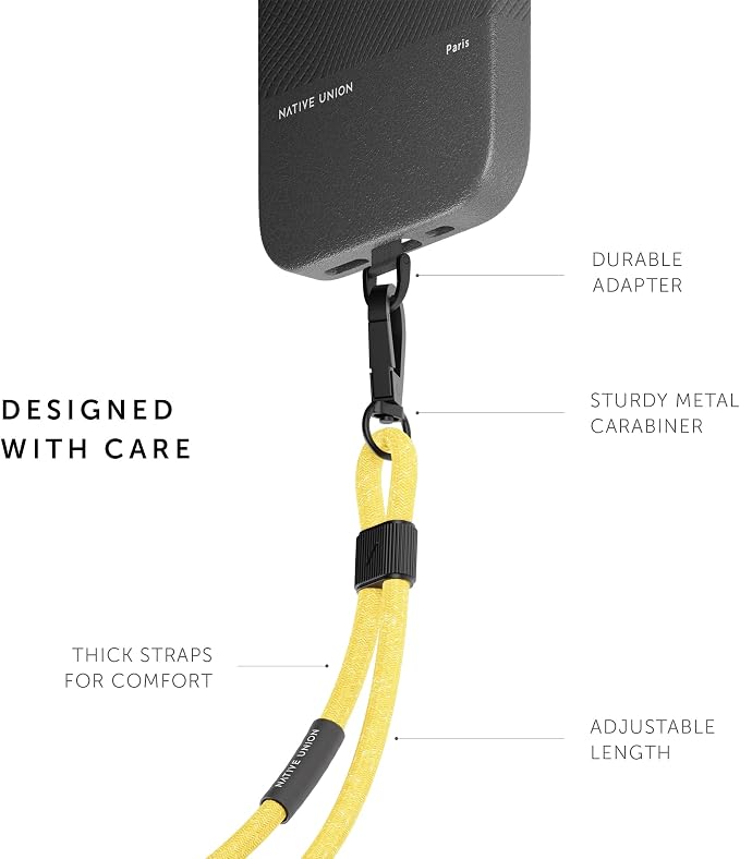 Native Union Sling – Adjustable & Detachable Phone Strap – Compatible with iPhone 16, 15, 14, 13 and most Smartphones – Made with 100% Durable & Recycled Materials (Lemon)
