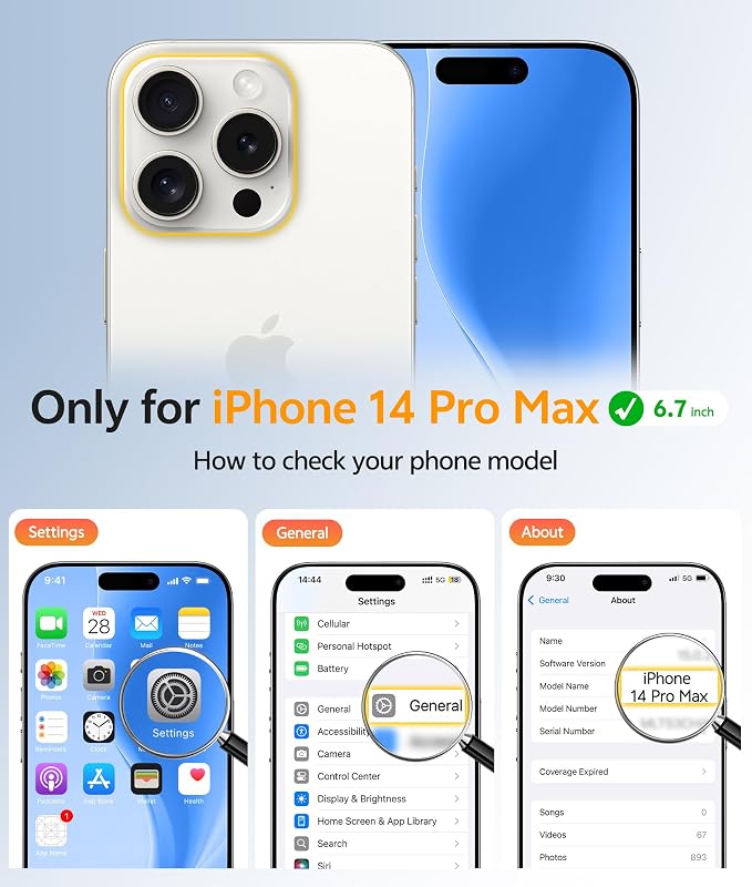 FNTCASE for iPhone 14 Pro Max Case, Fit for Magsafe, Glass Screen Protector | Full Camera Protection, Translucent Matte, 14FT Military Grade Drop Proof, Shockproof Protective Phone Cover, Ice Blue