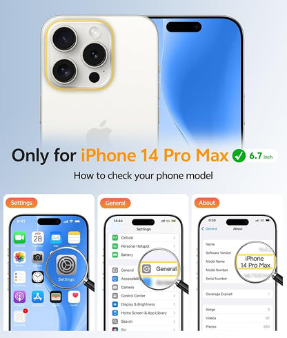 FNTCASE for iPhone 14 Pro Max Case, Fit for Magsafe, Glass Screen Protector | Full Camera Protection, Translucent Matte, 14FT Military Grade Drop Proof, Shockproof Protective Phone Cover, Ice Blue