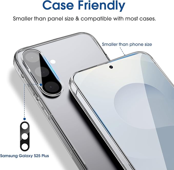 amFilm Auto-alignment OneTouch for Samsung Galaxy S25+ Plus 6.7'' Screen Protector + Camera Lens Protector, Tempered Glass, 30 seconds Installation, Bubble Free, Case Friendly, Anti-Scratch [2+2 Pack] | Auto-alignment, OneTouch, 6.7'', Tempered Glass, ...