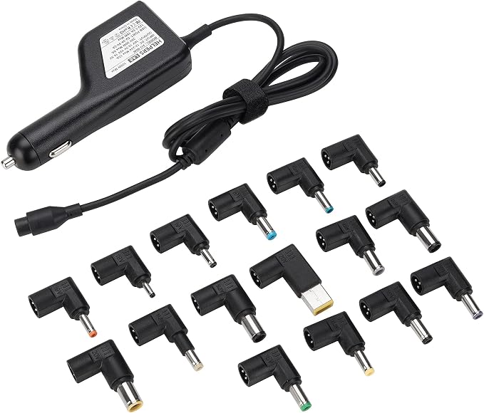 12V 24V Input Laptop Car Charger 16V 18.5V 19V 19.5V 20V DC Power Adapter 90W with 18W QC3.0 USB & 16 Tips 108W Universal for HP Dell IBM Lenovo Acer ASUS Compaq Samsung Sony and More