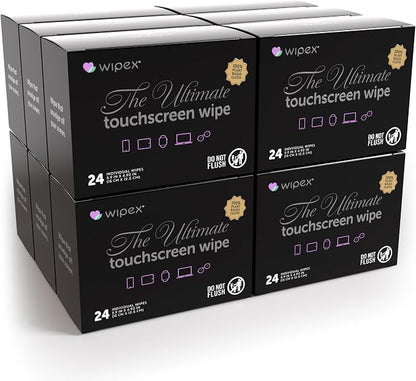 Wipex Ultimate Touch Screen Electronic Wipes - 24 Pack of Plant-Based Computer Cleaning Wipes for Screen and Keyboard - Large Laptop Screen Wipes for Electronics (5.9"x4.9") 12 Pack Bulk Case