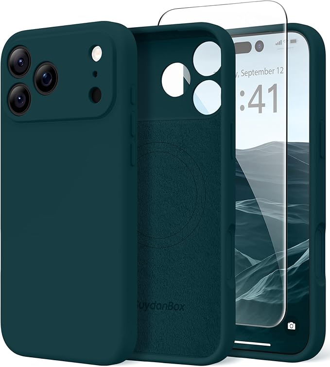 Magnetic for iPhone 17 Pro Max Case, Compatible with MagSafe, [Full Camera Protection][Screen Protector] Silicone Shockproof Protective Phone Case for iPhone 17 Pro Max 6.9", Deep Blue