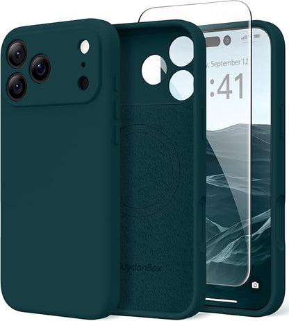 Magnetic for iPhone 17 Pro Max Case, Compatible with MagSafe, [Full Camera Protection][Screen Protector] Silicone Shockproof Protective Phone Case for iPhone 17 Pro Max 6.9", Deep Blue