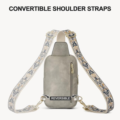 BOSTANTEN Sling Bag Quilted Crossbody Bags for Women Cross Body Purse Leather Fanny Pack with Adjustable Guitar Strap