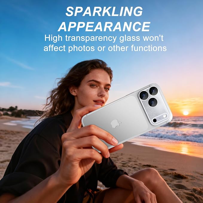surundo for iPhone 17 Pro Max Camera Protector, Bling Glitter Camera Cover Design Flowing Liquid Quicksand, [Not Easy to Fall] [Strong Adsorption] 9H Tempered Glass Lens Cover Stylish Accessories