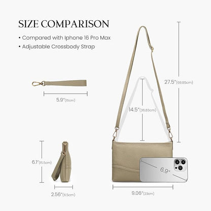 befen Genuine Leather Wristlet Wallet for Women Soft RFID Leather Clutch Purse with Built in Wallet Trendy Crossbody Bag